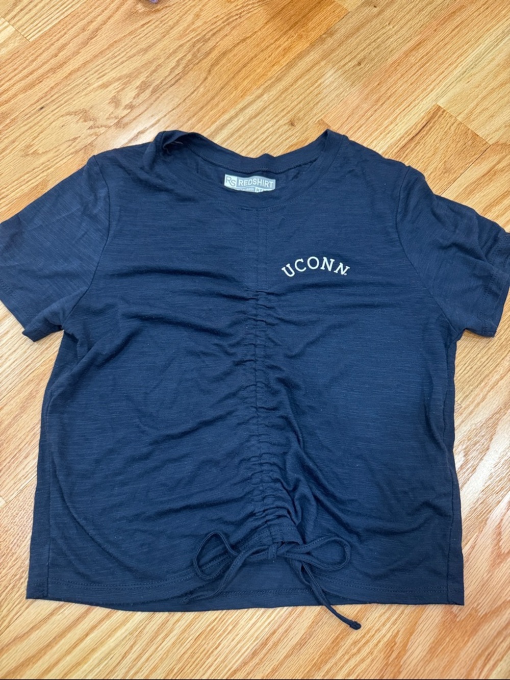 UConn Navy Ruched Front Crop Tee